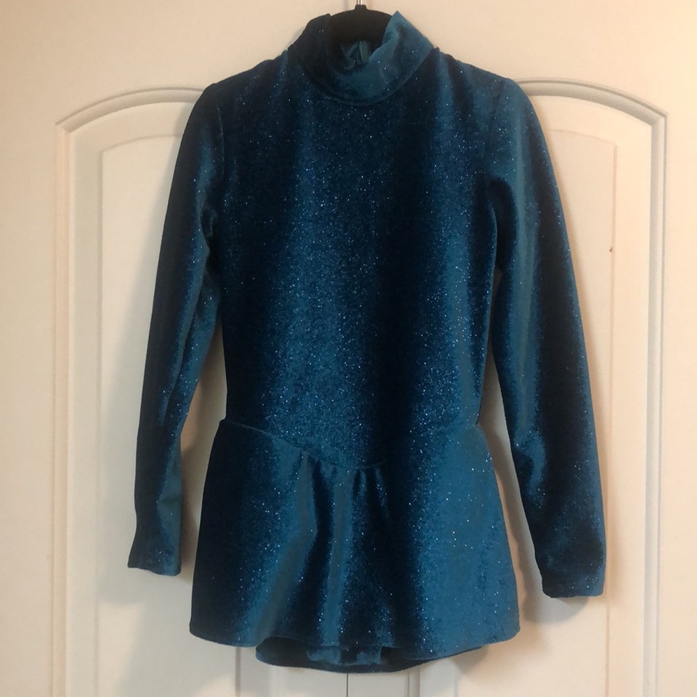 Child’s Long - sleeve jewel toned velvet skate or dance dress